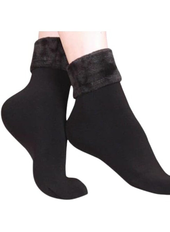 شرابات شتوية دافئة سميكة من الصوف للمنزل للنساء, بيج وأسود, قياس واحد ، قطن ، متعدد الالوان , 1 2 pair - Image 3